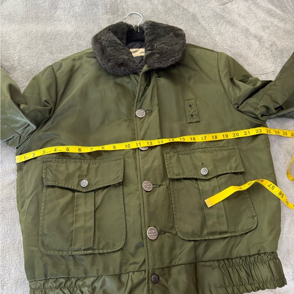 Vintage 1960s Tuffy Jac Olive Bomber Jacket Faux Fur Collar Talon Zipper Men L - Picture 6 of 15